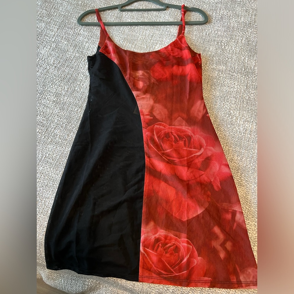 Rose Two Tone Mesh Mini Dress